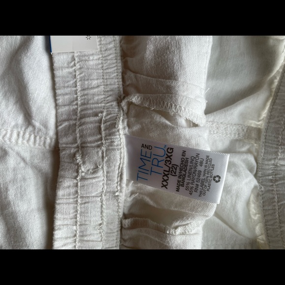 NWT Time & Tru White linen shorts XXXL 22 - Picture 2 of 5
